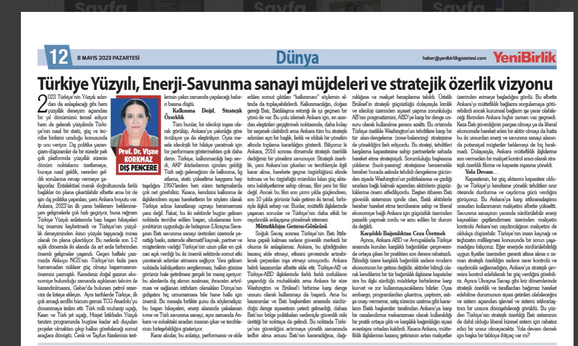 Bugün YeniBirlik/@gazetebirlik için kaleme aldım: gazetebirlik.com/yazarlar/turki… . İyi okumazlar , @NisantasiEdu