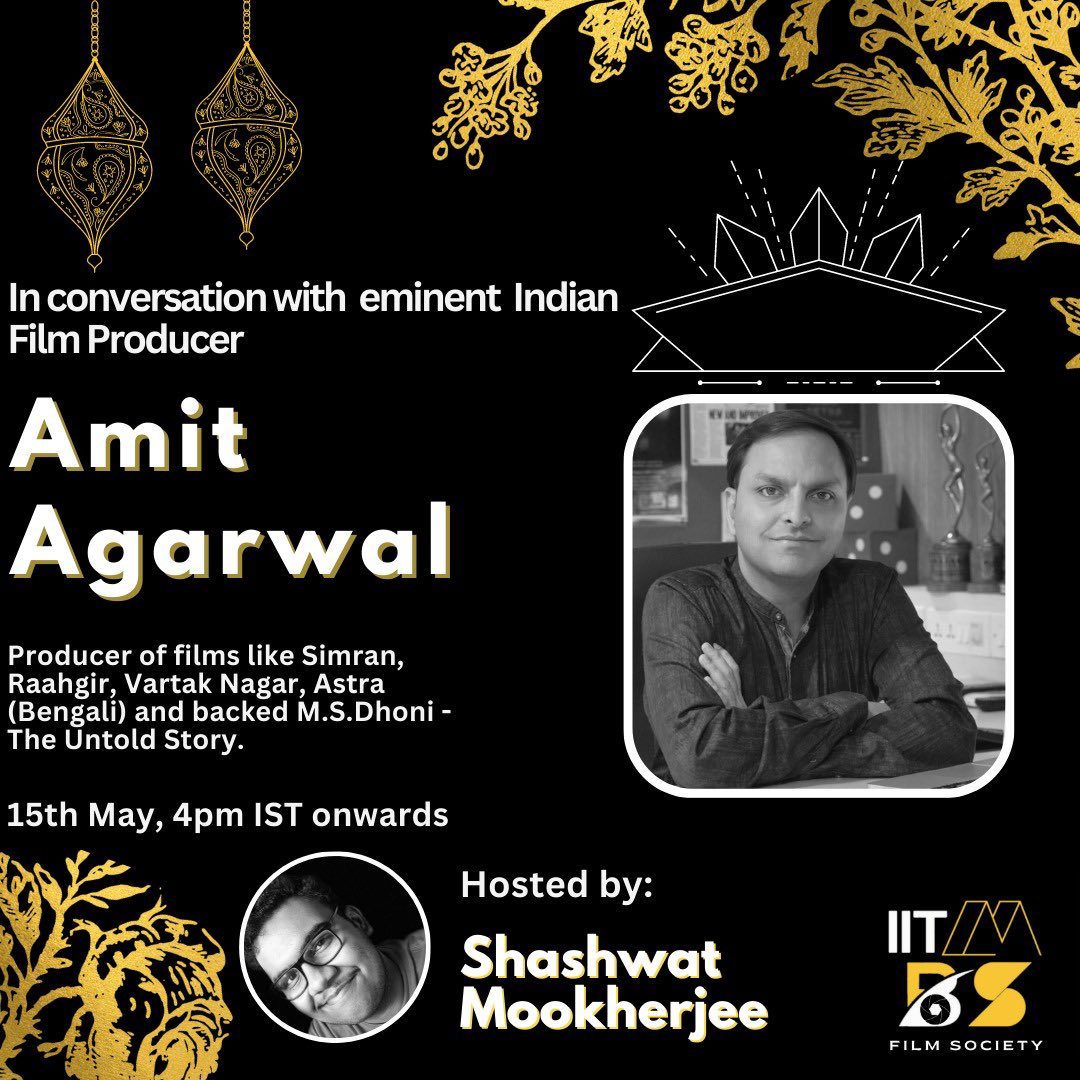Next Monday !Join us in conversation with @itsamitagarwal for @iitm_bs Film Society!

Episode out in YT later