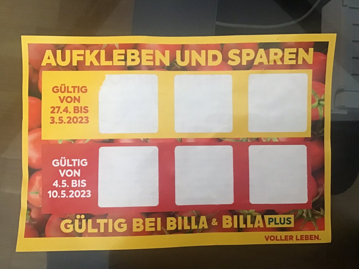 hatschi56's tweet photo. Ich lese hier immer von vier BILLA Pickerln. In Kärnten bekommt man seit Monaten (außer Karwoche) nur drei 25% Pickerln. #Billa #billaplus #Teuerung #inflation #gierflation https://t.co/u4iRmzWxXl