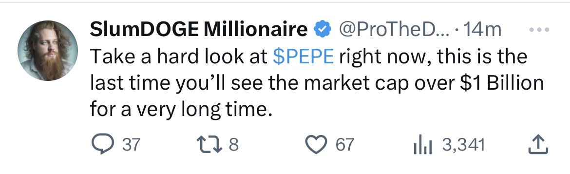 The ex-dogecoin millionaire is giving advice on $pepe 😭
