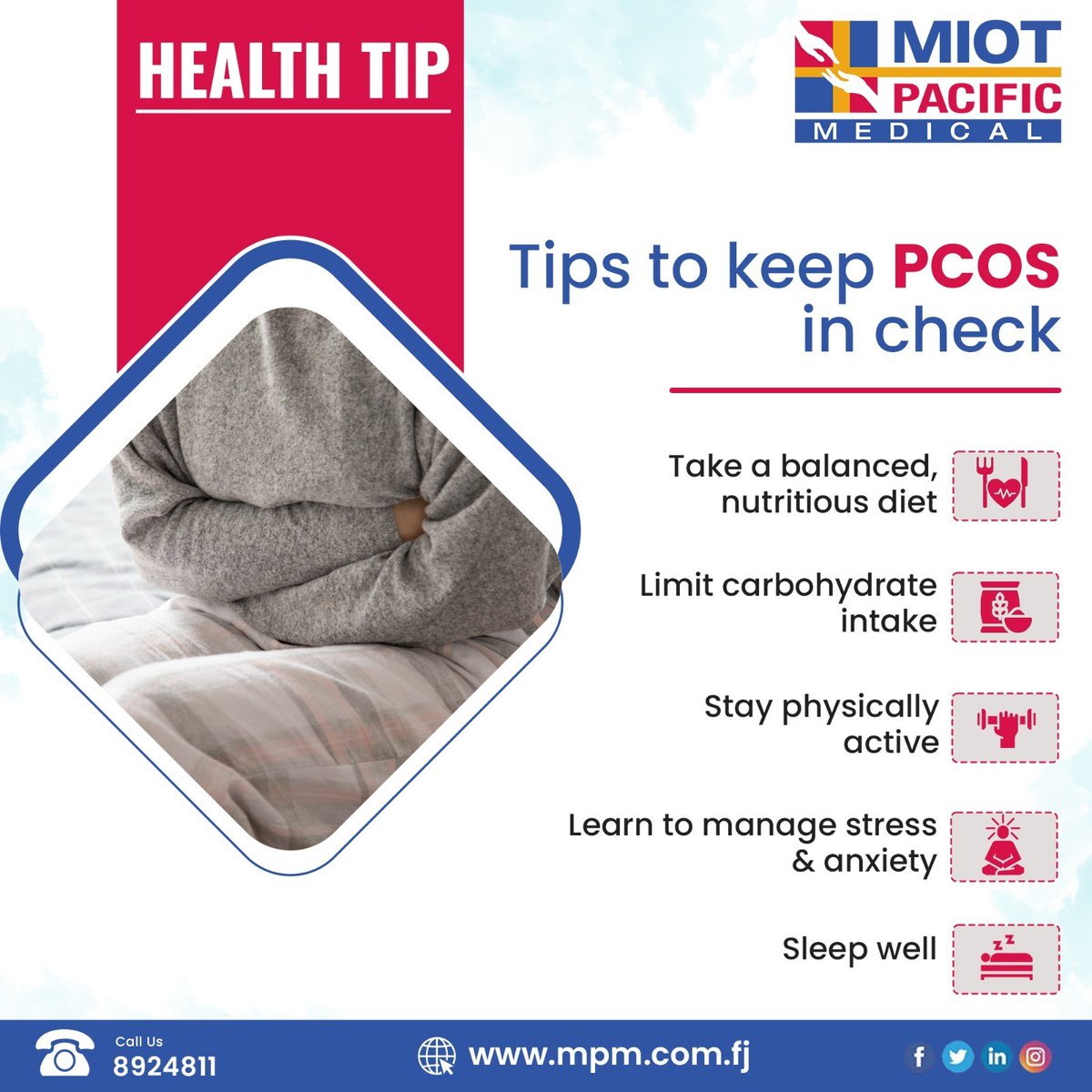 Women with PCOS may be at higher risk for type 2 diabetes, high blood pressure, heart problems, and endometrial cancer. 
So, it is important to keep PCOS in check and visit the doctor regularly

#Healthtip #Health #Healthtipoftheday #wellness #PCOS #diabetes #MIOTPacificMedical