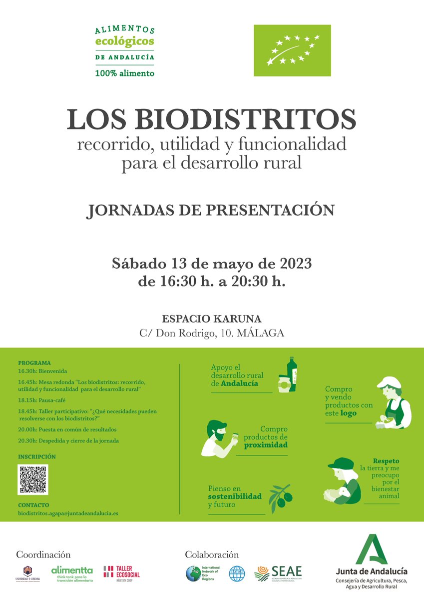 PabloSaralegui2's tweet photo. Jornada “Los biodistritos: recorrido, utilidad y funcionalidad para el desarrollo rural” 13/05/2023 en @EspacioKaruna,Málaga. Participan  @Biodistretti @SEAE_Agroecolog @AndaluciaJunta @AinaCalafat Más info e inscripción https://t.co/aGmMNb8Wxx
 @alimentta @RevistaSABC @EFEverde https://t.co/lQ7TiYKI7b