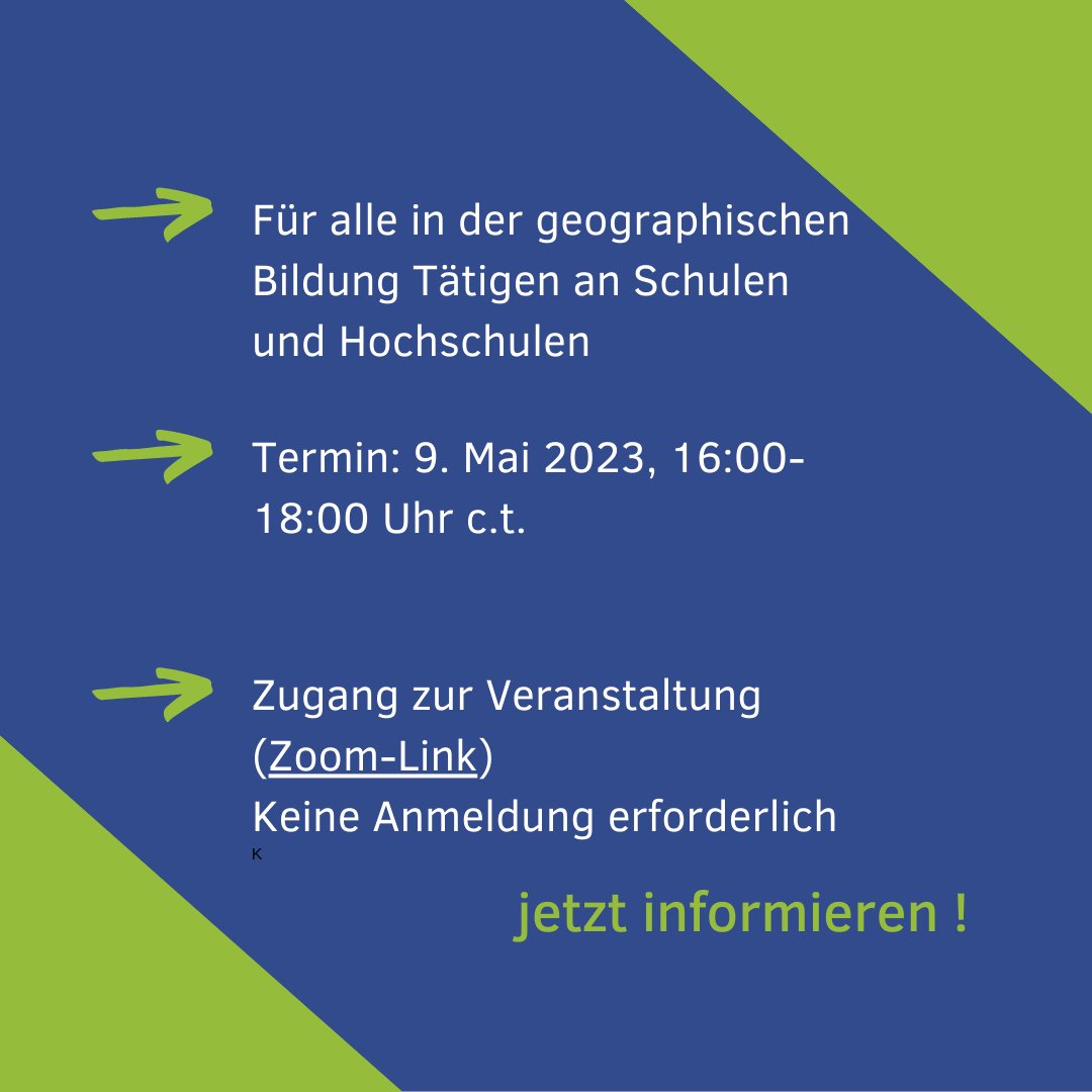 "Kriege und Konflikte – fachwissenschaftliche Perspektiven“ richtet sich an alle in der geographischen Bildung Tätigen an (Hoch-)Schulen.
Termin: 9. Mai 2023, 16:00-18:00 Uhr c.t.
Zugang zur Veranstaltung:
uni-bonn.zoom.us/j/68292455901?…
Keine Anmeldung erforderlich.
#twlz #edubw