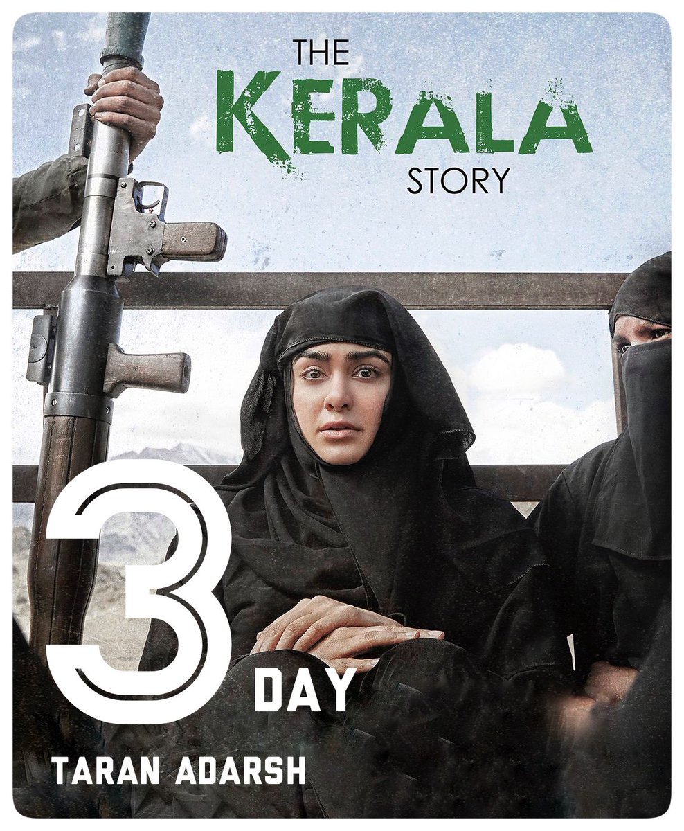 taran_adarsh's tweet photo. #TheKeralaStory is UNSTOPPABLE and UNSHAKABLE... PHENOMENAL biz on Day 2 and 3 makes it a SMASH-HIT… Withstands two mighty opponents: #Hollywood film #GotGVol3 and #IPL2023… Fri 8.03 cr, Sat 11.22 cr, Sun 16 cr. Total: ₹ 35.25 cr. #India biz. #Boxoffice

Growth / Decline…
⭐️ Sat: [growth] 39.73%
⭐️ Sun: [growth]: 42.60%
EXTRAORDINARY TRENDING… All eyes on its biz on Mon.