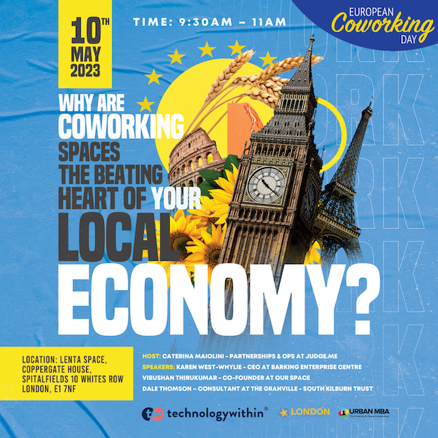 European Coworking Day (@eucoworkingday) on Twitter photo Join the <a href="/uk_assembly/">UK Coworking Assembly</a> conversation on how and why #coworkingspaces play an important role for the ecosystem of local businesses in person at <a href="/LentaSpace/">LentaSpace</a> Spitalfields in #London 🇬🇧 or online!
📍 All #eucoworkingday events at coworkingday.eu/map Join the <a href="/uk_assembly/">UK Coworking Assembly</a> conversation on how and why #coworkingspaces play an important role for the ecosystem of local businesses in person at <a href="/LentaSpace/">LentaSpace</a> Spitalfields in #London 🇬🇧 or online!
📍 All #eucoworkingday events at coworkingday.eu/map