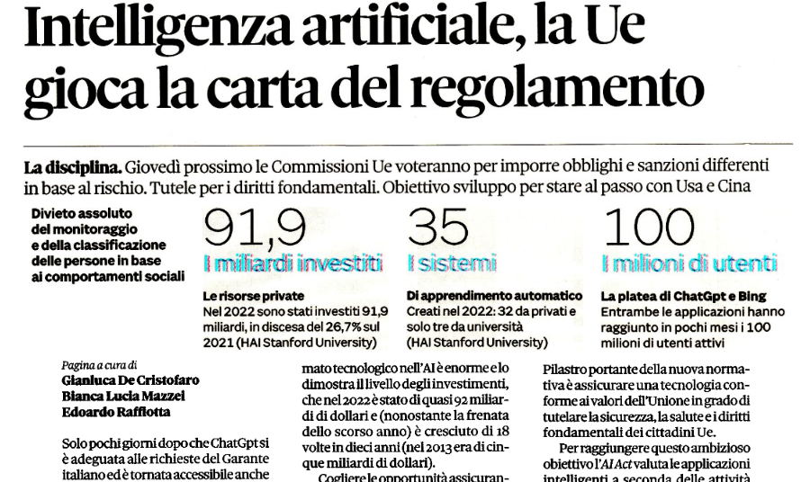infocamere's tweet photo. 🧩 La strategia di Bruxelles 

🗞️ "#IntelligenzaArtificiale la #Ue gioca la carta del regolamento" @edoraf su @sole24ore 

#AI @emanuelecarioti @pelias01 @fabiomoioli @AreaSciencePark @LRobustelli @Floridi @iosonolacora @aldoceccarelli https://t.co/d5eYUZ9M6X