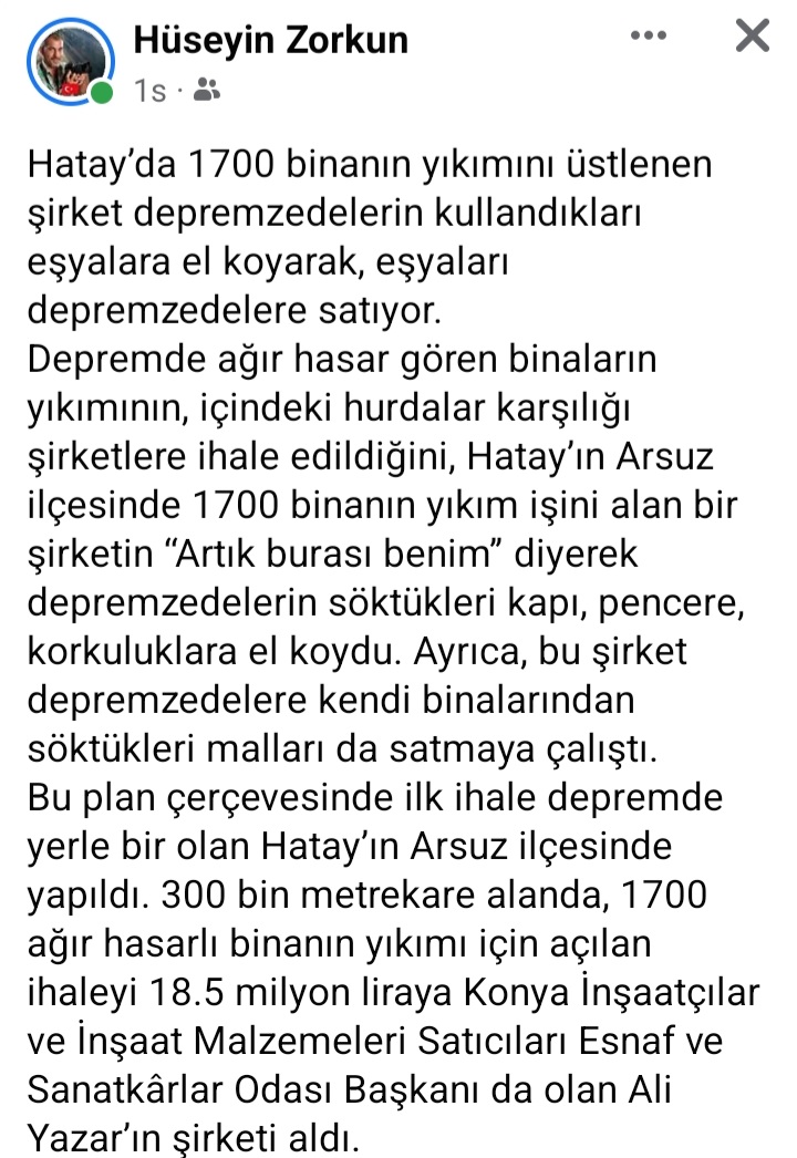 ADA_3433's tweet photo. Yerel gazeteci bir arkadaşım enkazlarla ilgili bir yazı kaleme almış.Enkazlar İHALE edilirken nasıl ediliyormuş OKUYUN görün bakalım! https://t.co/RJJYHoUiPZ