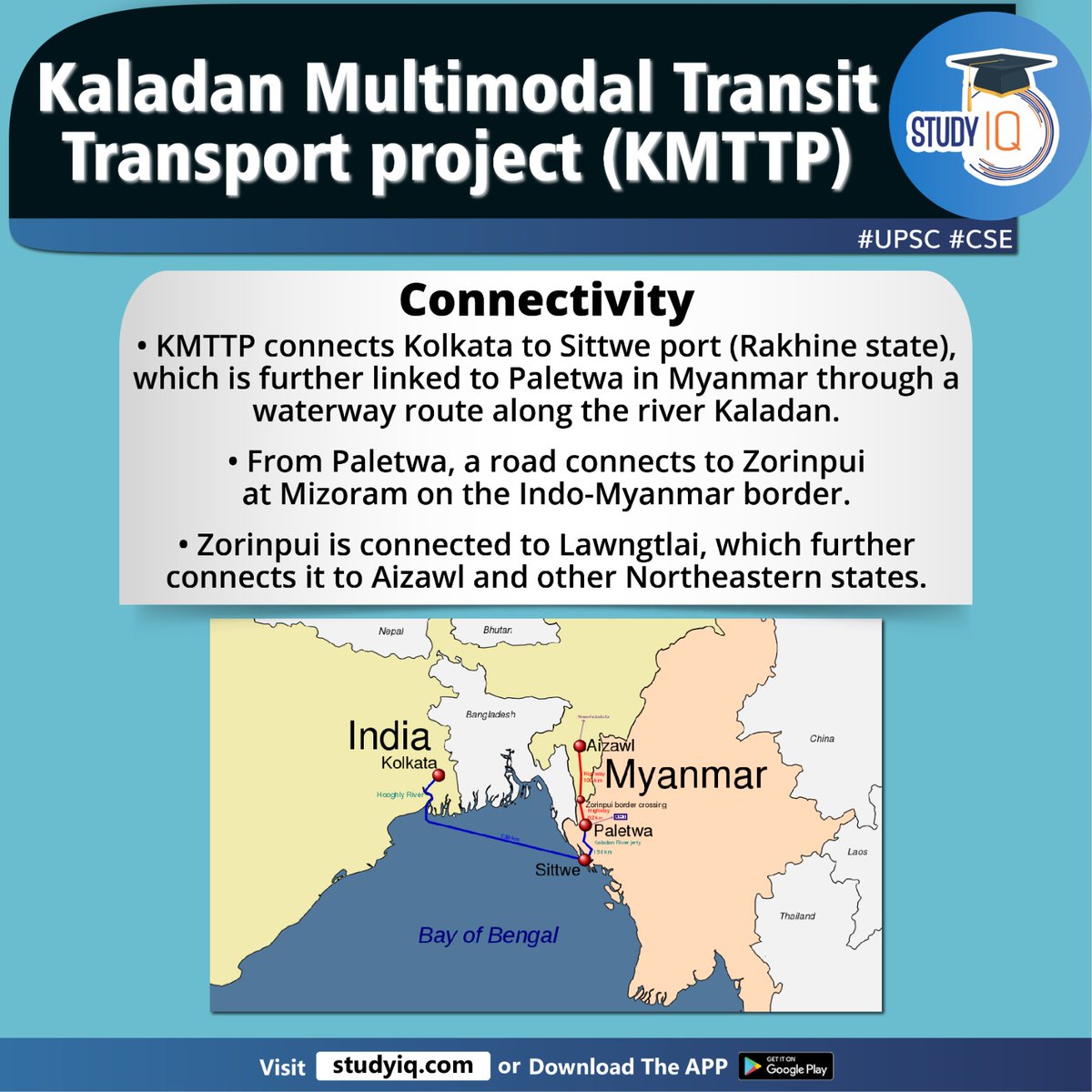 upsciq's tweet photo. Kaladan Multimodal Transit Transport Project (KMTTP)
#kaladanmultimodaltransittransportproject #kmttp #ministryofexternalaffairs #india #myanmar #southasia #kolkata #sittweport #paletwa #kaladanriver #waterwayroute #zorinpui #mizoram #indomyanmarborder #zorinpui https://t.co/SQ6m8HKqTf