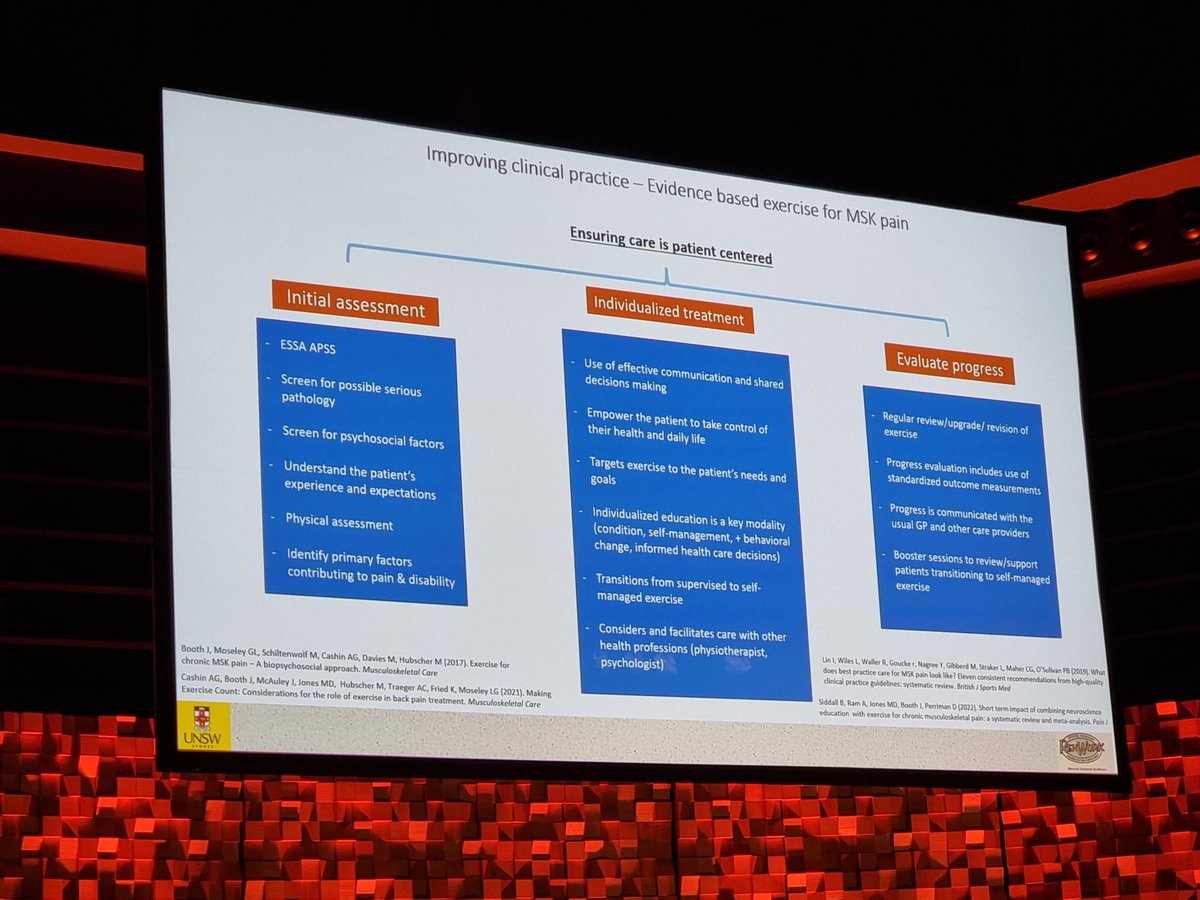 CreakyJointsAus's tweet photo. In the #ARA23 session on #PainManagement, Assoc Prof John Booth stressed that evidence-based exercise programs for #MSKConditions must be tailored for individuals to maximise benefits. https://t.co/XbZRnG9utJ