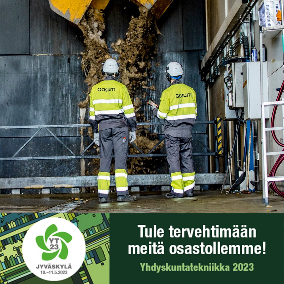 Olemme mukana Yhdyskuntatekniikka2023-näyttelyssä Jyväskylässä tällä viikolla. 👋

Yhdyskuntatekniikan näyttely:
📍 Jyväskylän Paviljonki
🗓️ 10.-11.5.2023

Tutustu ohjelmaan ja rekisteröidy kävijäksi ➡️ yhdyskuntatekniikka.fi/fi

#yt23 #yhdyskuntatekniikka #Gasum