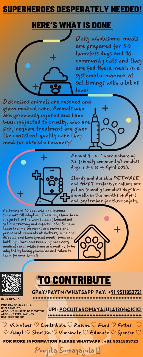 pswith_love's tweet image. Hi tweeps, RT FOR GOOD KARMA, help me raise funds for the care of homeless and rescued dogs. Despite my best efforts few bills are accumulating since January 2023, it’s been overwhelming, support to the extent possible. DM/WhatsApp for more details.
GPAY: 9511853721.
#HelpAnimals