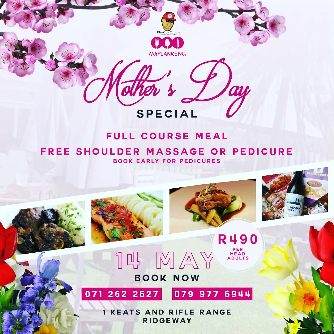 PhatguyC's tweet photo. Your mother understands ur gestures better that anyone else..let Ur deeds do da talking. PhatGuy At Maplankeng in Ridgeway, JHB South has the best package for her. 0712622627. Book Now. @tboseZA @Awesome_Dineo @Solphendukaa #MothersDay #mothersdaygift https://t.co/oNMXUXXT8Z
