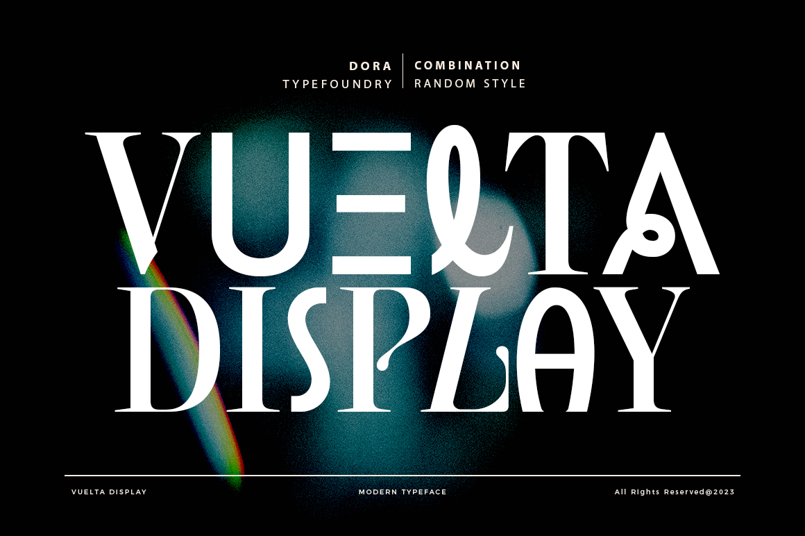 Doratypefoundry's tweet photo. Vuelta display is a modern random style font that combines serifs and sans in one font file. With serif as uppercase and sans as lowercase. 

https://t.co/bse8Ln7hWM https://t.co/URhNunfrFS