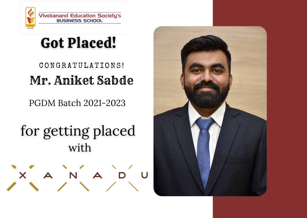 vbs_mumbai's tweet image. Success Story!!

VBS enthusiastically congratulates Ms. Aniket Sabde (Batch 2021-23) for his placement with ‘XANADU’ Best Wishes for a Happy and Successful future.

#VBS #vbsplacements #PGDMplacements #placements2023 #MBA #MBAplacements #vivekanandcollege #vbspgdm #MBAcollege