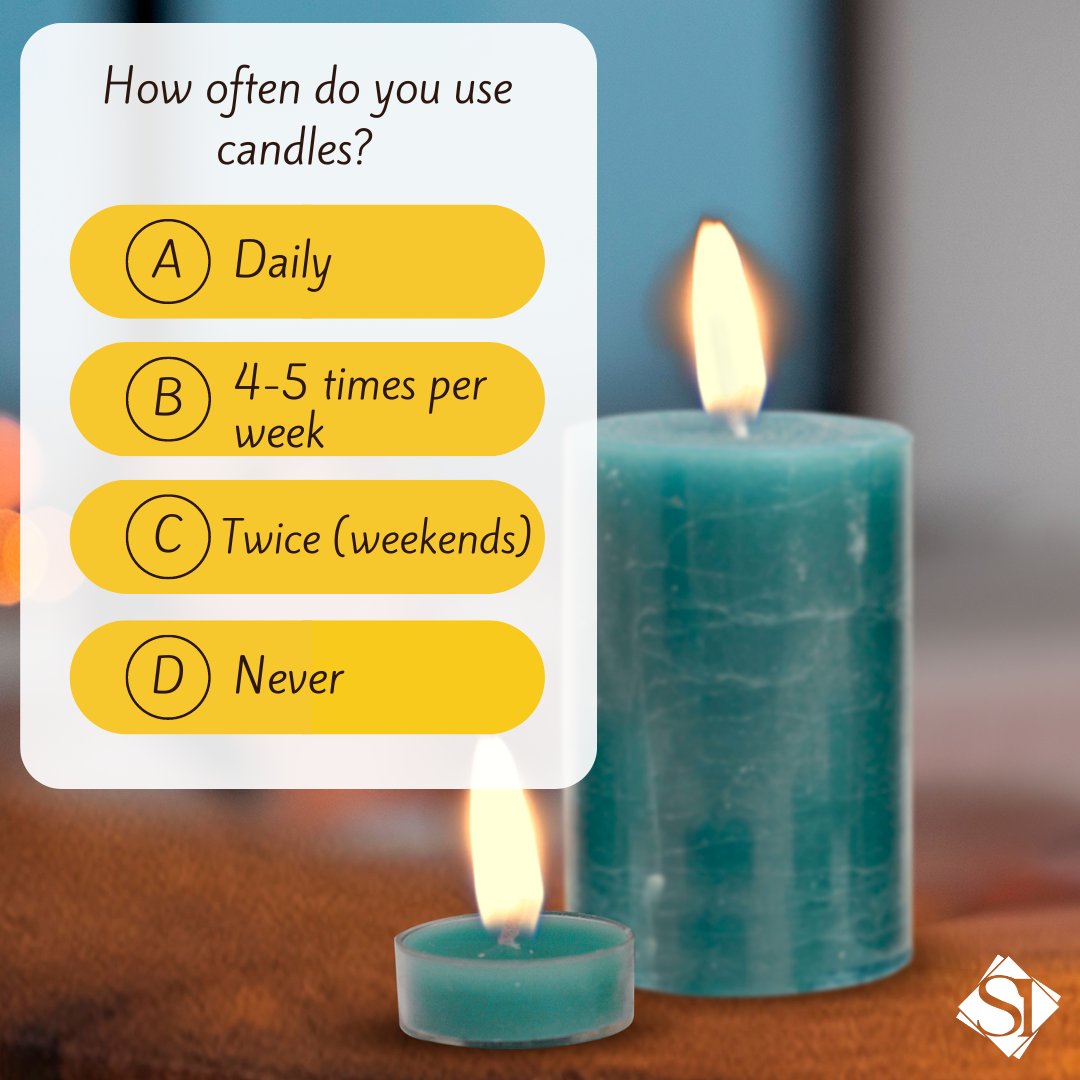 Internat1Smarth's tweet photo. "Calling all candle lovers! We want to hear from you. Take our poll and tell us how often do you use candle?
#SILLP #giveaway #smarthinternational #candle #candlelover #trendingcandle #instanaildesign  #weddingnails https://t.co/VL6GZear26