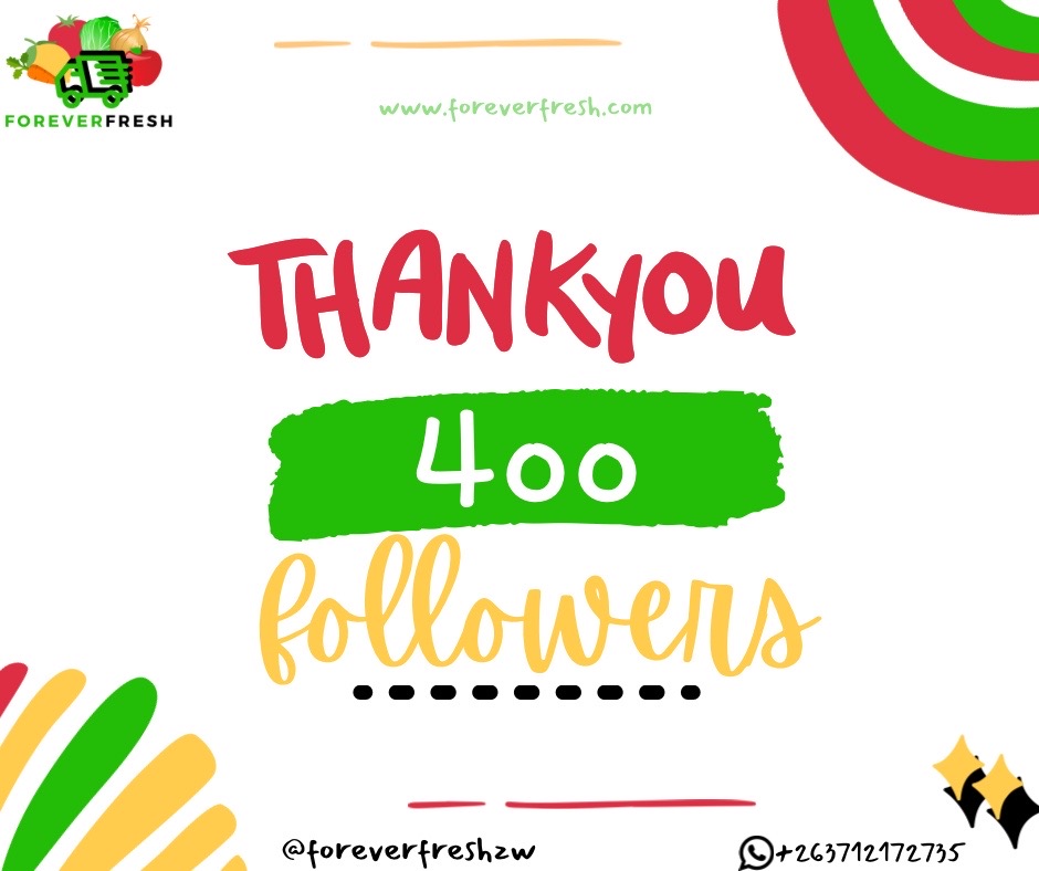 ForeverFreshZW's tweet photo. Hey FRESh Family! A massive thank you for helping me reach 400 Facebook likes! 🙌 I'm truly grateful for your support. To show my appreciation, there's a giveaway coming your way once we hit 500! So stay tuned &amp; keep spreading the love 🟡🟢

#thankyou #giveaway #foreverfresh https://t.co/doK47ahvQp