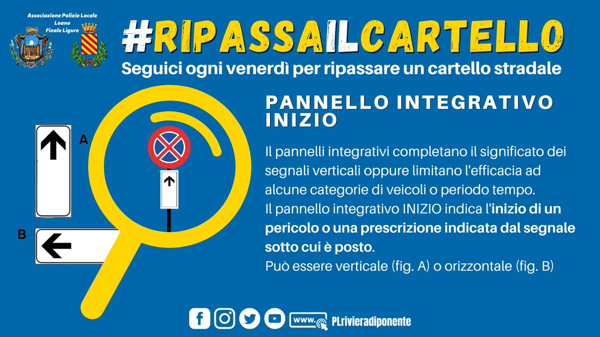 PLrivieradipon's tweet photo. 𝗥𝗶𝗽𝗮𝘀𝘀𝗮 𝗶𝗹 𝗰𝗮𝗿𝘁𝗲𝗹𝗹𝗼
📆Ogni venerdì ripassiamo un cartello stradale.
🔃Seguici e condividi.
#PLLoano #PLFinaleL #ripassailcartello #educazionestradale #sicurezzastradale #codicedellastrada https://t.co/HnHHLgGy85