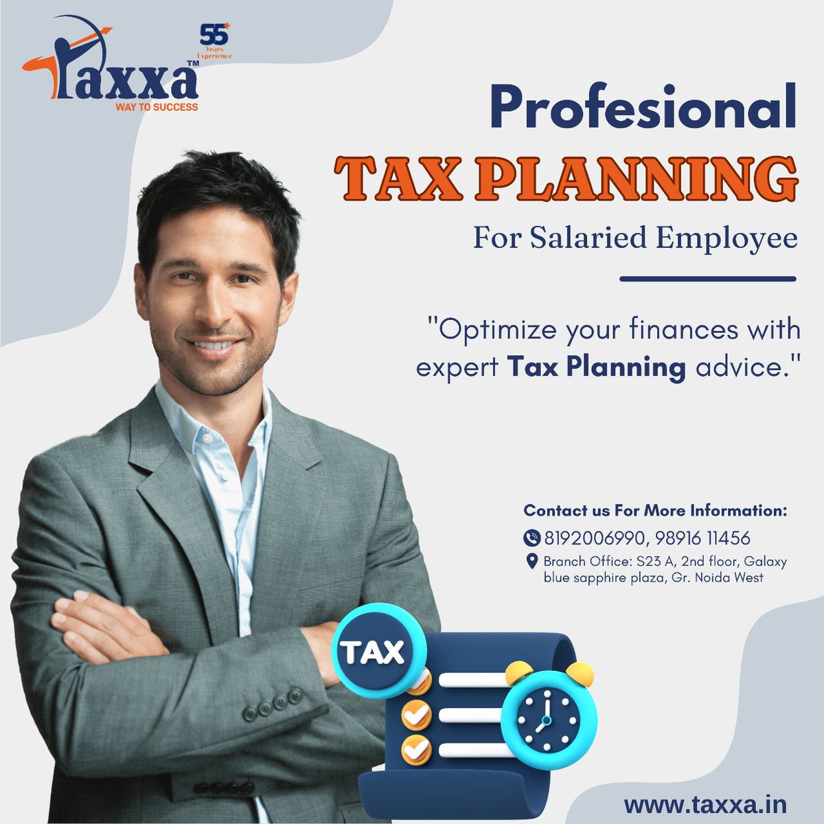TaxxaIndia's tweet photo. Professional Tax Planning For Salaried Employee.
Optimize your finances with expert Tax Planning advice with Taxxa.
.
📷 https://t.co/Byl9tX8E9r
📷 8192006990, 9891611456
.
#taxxatech #taxplanner #taxes #taxsaving #noida #gurugram #ghaziabad #meerut #bareilly https://t.co/xEzcgdo3Or