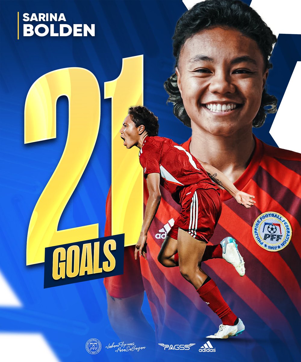 PilipinasWNFT's tweet photo. Saturday's goal against Malaysia has increased @sarina_bolden's career tally to 2οΈβ£1οΈβ£.
Keep going Sarina! πͺ
π΅π΄π‘ #MASvPHI #LabanFilipinas #ParaSaBayan #WinTheMoment #FilipinasTayo https://t.co/3CX84nzs5s