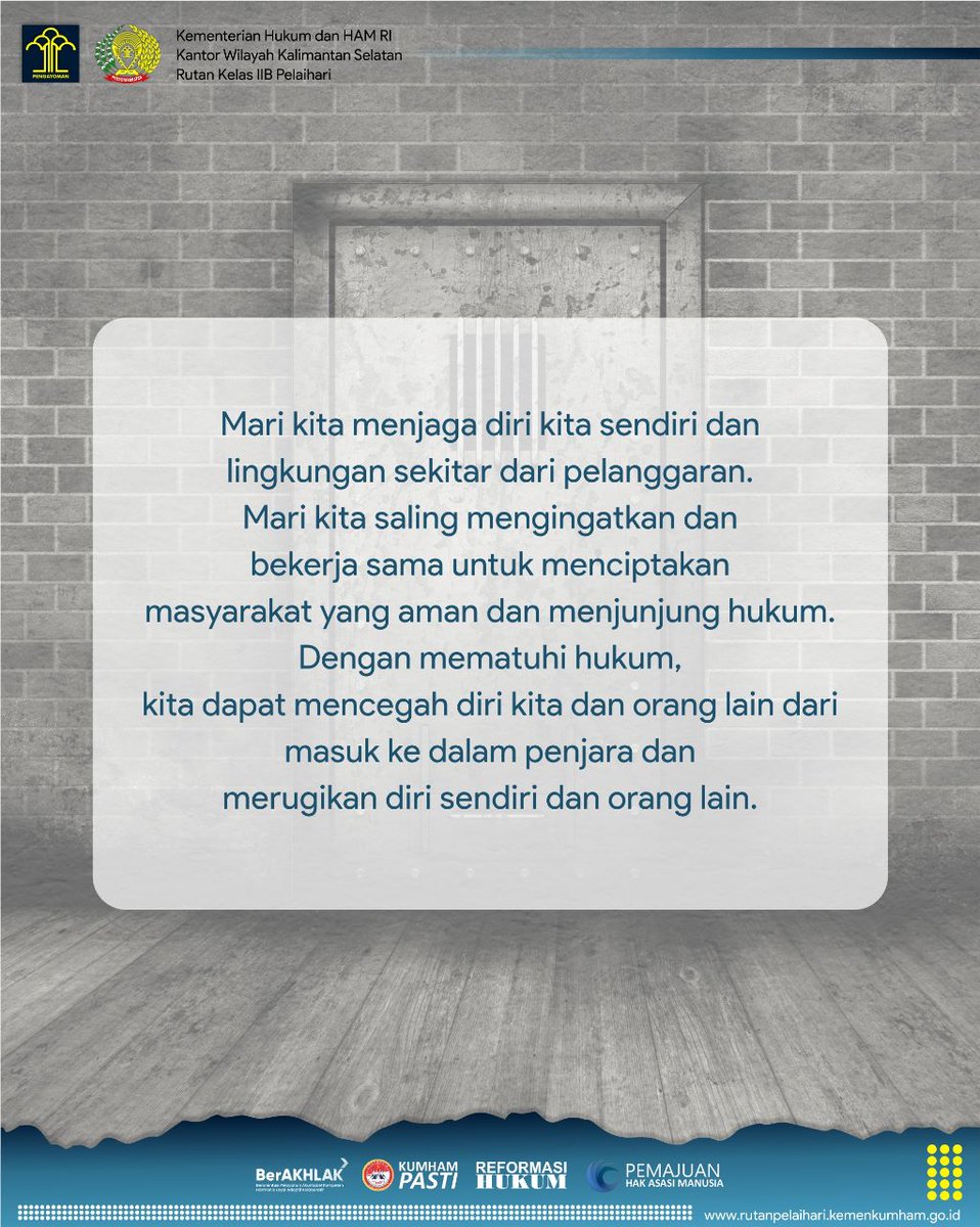 Fj2498's tweet photo. Mari kita menjaga diri kita sendiri dan lingkungan sekitar dari pelanggaran. Mari kita saling mengingatkan dan bekerja sama untuk menciptakan masyarakat yang aman dan menjunjung hukum. 
@kumham_kalsel 
#KumhamKalsel 
#FaisolAliKanwil
Kemenkumham Kalsel
Faisol Ali https://t.co/lFzZQgDyvs