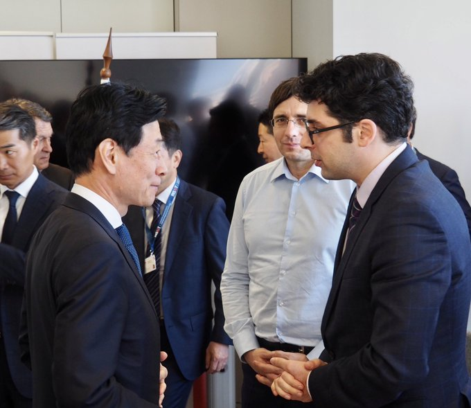 METI_JPN's tweet photo. In #Bulgaria #meti_minister Nishimura visited #INSAIT, an R&D center working on fields such as AI. He was accompanied by 7 interested Japanese companies, and discussed future collaboration with Deputy Prime Minister Pekanov and Prof. Vechev, Chair of #INSAIT. https://t.co/X8mM3rcotu