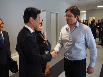 METI_JPN's tweet photo. In #Bulgaria #meti_minister Nishimura visited #INSAIT, an R&D center working on fields such as AI. He was accompanied by 7 interested Japanese companies, and discussed future collaboration with Deputy Prime Minister Pekanov and Prof. Vechev, Chair of #INSAIT. https://t.co/X8mM3rcotu
