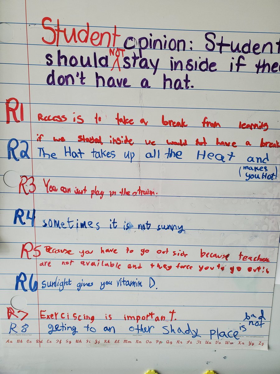 Second installment of <a href="/ssischool/">SSIS</a> G3 opinion writing workshop. Reasons support thier opinions. Students were sad that I didn't consider their sadness about losing recess to be a legitimate reason. BWAHAHAHAHA <a href="/cecigomez_g/">Ceci Gomez-Galvez (she.her.ella)</a> <a href="/KladovaTatiana/">Tatiana Kladova (she/her, она)</a> <a href="/mjsyl/">Melanie Sylvester (she/her)</a>