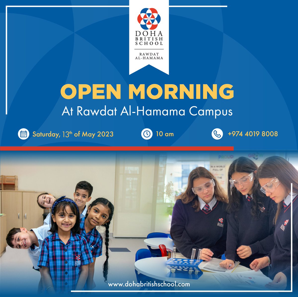 DohaBritishSch's tweet image. DBS Rawdat is excited to invite you to our Open Morning with our senior leadership team, to showcase our school&apos;s learning environment, state-of-the-art facilities, and meet our Admissions team. 

Registration Link: bit.ly/42cy3ZS

#DohaBritishSchool #dbsrawdatalhamama