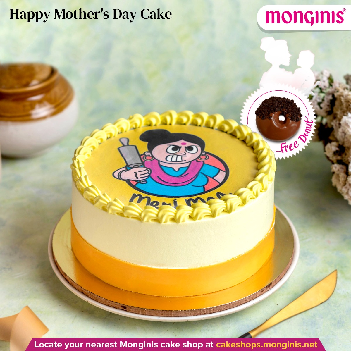 MonginisIndia's tweet photo. It's time to cake it up a notch this Mother's Day with Monginis! Choose from any of our three special Mother's Day cakes and enjoy a free doughnut as cherry on top. Walk-in to your nearest Monginis cake shop to make moments magical with your mom. 

#MagicStartsWithMa https://t.co/fAlp2s4qfc
