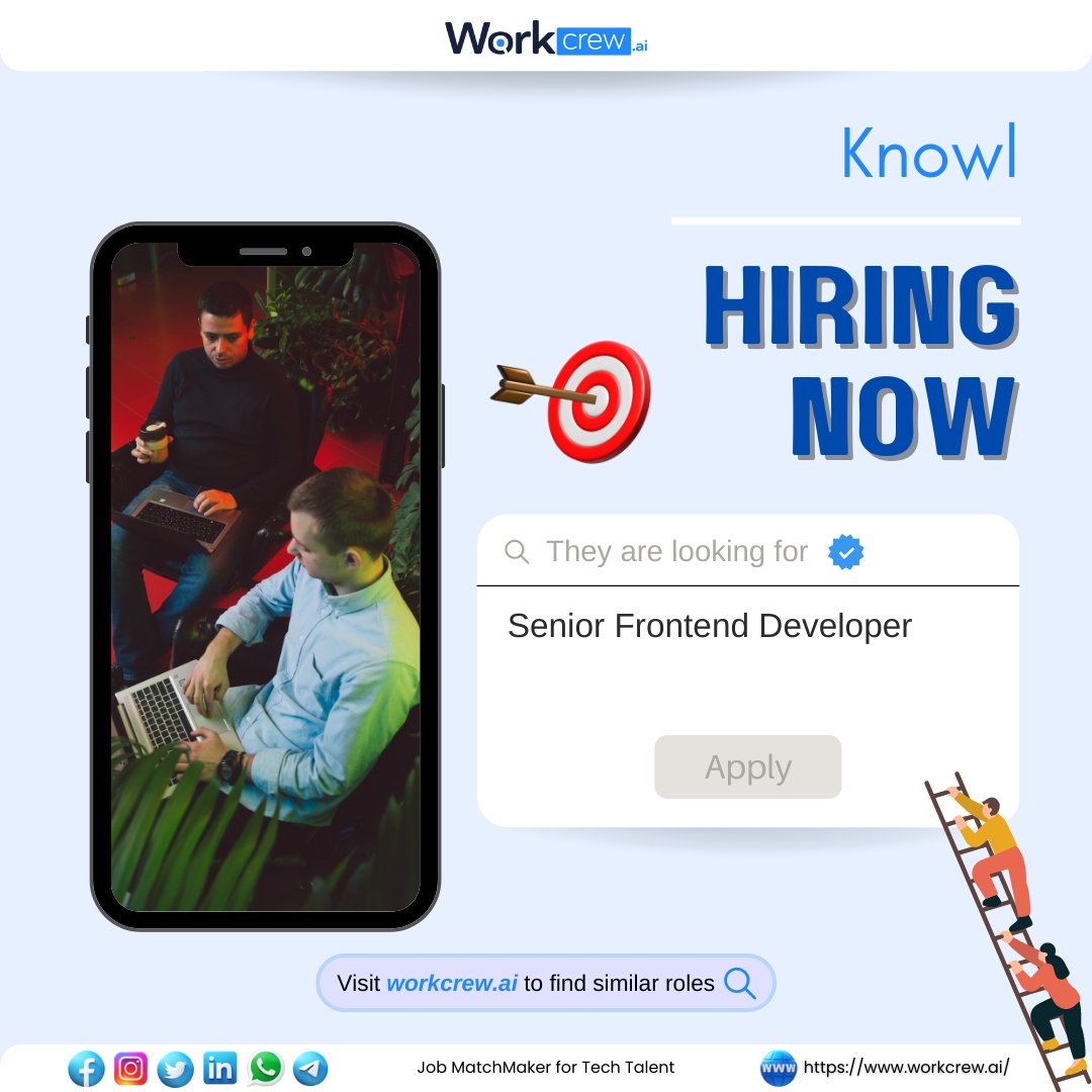 Workcrew_ai's tweet photo. 🏇 Job Title : Senior Frontend Developer
🧢 Company: Knowl
✍ Apply for the mentioned job here : https://t.co/DfPWidHluS

#hiringalert #layoffs #hiringtalent #fullstackdevelopers #devopsjobs #bangalorejobs #seniorfrontenddeveloper #frontend #frontenddeveloper #noidajobs #workcrew https://t.co/FlMEB4BztX