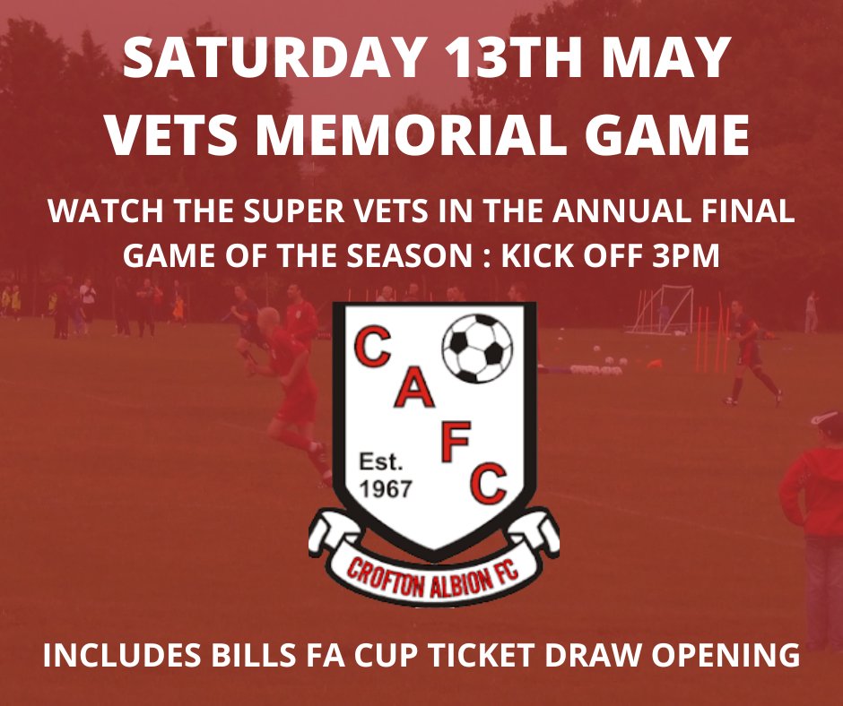 Join us on Saturday for the annual vets memorial game.