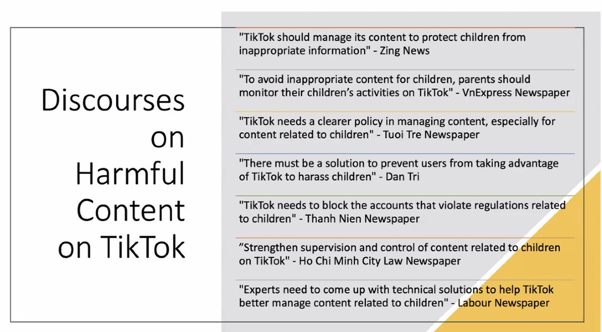 Discourse analysis of mainstream Vietnamese media re TikTok and children. Looks similar to me to response everywhere, yes?