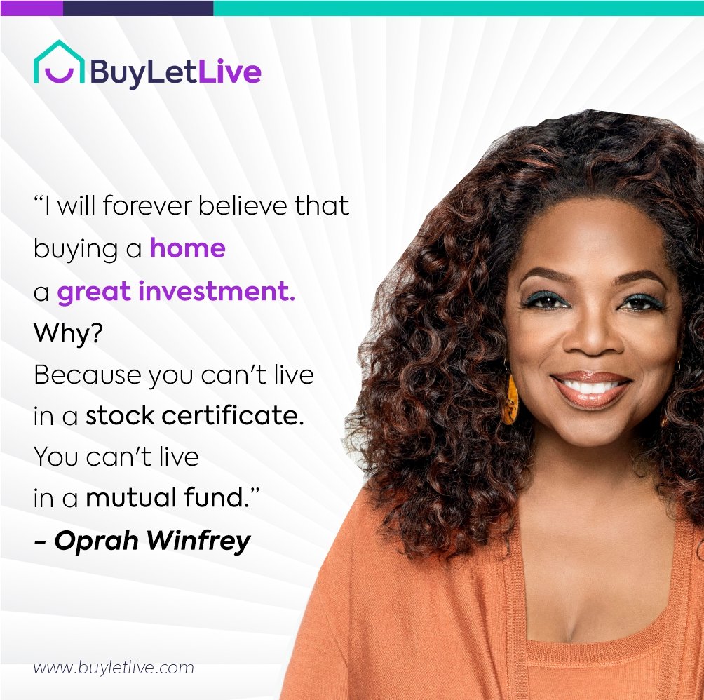 #MotivationMonday! Invest in your future with a home - as Oprah Winfrey said, 'You can't live in a stock certificate. You can't live in a mutual fund.' 

Make your dreams a reality today at buyletlive.com. #HomeInvestment #InvestInYourself #Realestate #BuyLetLive