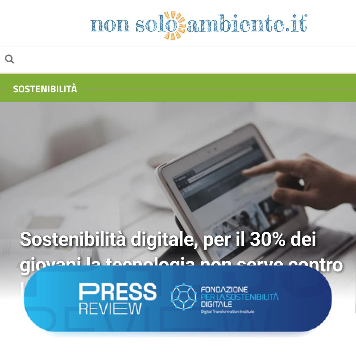 Il #DigitalSustainabilityAward è il nostro progetto, promosso insieme a <a href="/Eht_Italia/">EHT</a>, nato per diffondere nelle #università una cultura della #SostenibilitàDigitale.

Scopri di più sull'iniziativa nell'approfondimento dedicato su <a href="/Nonsoloambiente/">Nonsoloambiente</a> 👉🏻 nonsoloambiente.it/sostenibilit%C…