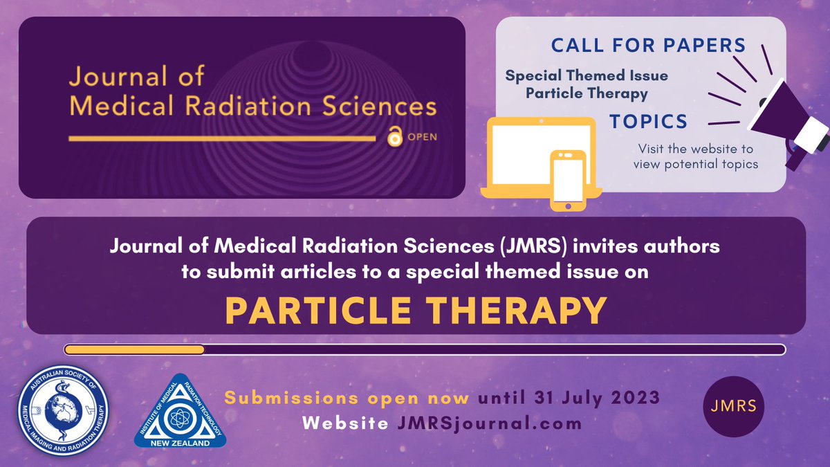 Submission deadline of 31 July is fast approaching for special #ParticleTherapy themed issue of @jmrsjournal. Less than 3 months to go!

Visit JMRSjournal.com for details and submission guidelines

@ASMIRTorg <a href="/nzimrt/">NZIMRT</a> 
<a href="/RTAndersonNJ/">Nigel Anderson, PhD</a> <a href="/MikaelaDellOro/">Mikaela Dell'Oro</a>