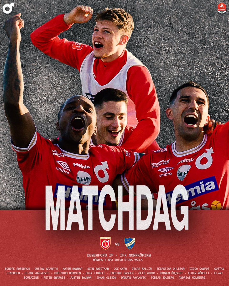 Matchdag! ❤️🤍 Framåt Bruket!

🆚 IFK Norrköping
🕖 Avspark 19:00
🏟️ Stora Valla, entréer öppnar 17:30
🎟️ degerforsif.ebiljett.nu 
#degerforsif