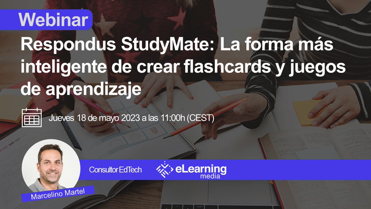 En este #webinar te invitamos a descubrir <a href="/Respondus/">Respondus</a> #StudyMate, una solución que facilita a profesores y estudiantes la creación de flashcards, autoevaluaciones y juegos de aprendizaje, todo ello desde tu propio #LMS ¡Inscripción abierta! 👉  bit.ly/3pgUmyQ