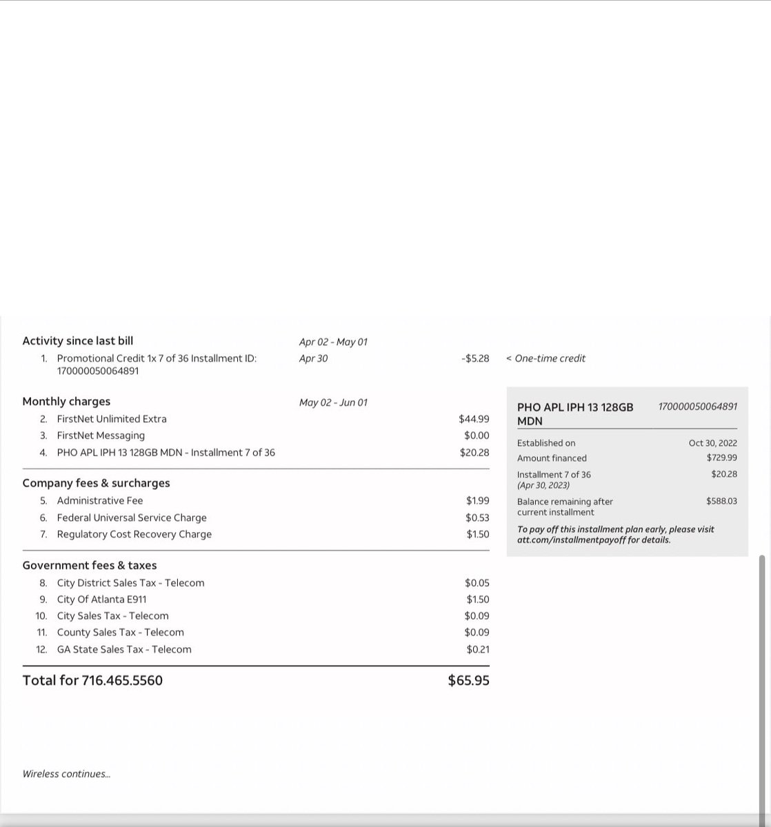 dizzle1507's tweet photo. @ATT I was assured that this would be the month that the issues would be fixed. Yet another month and still the same problem. I need to cancel my service ASAP.  This is unacceptable.  I was told I would receive a $400 credit and I get charged. https://t.co/ivAmuL7JsG