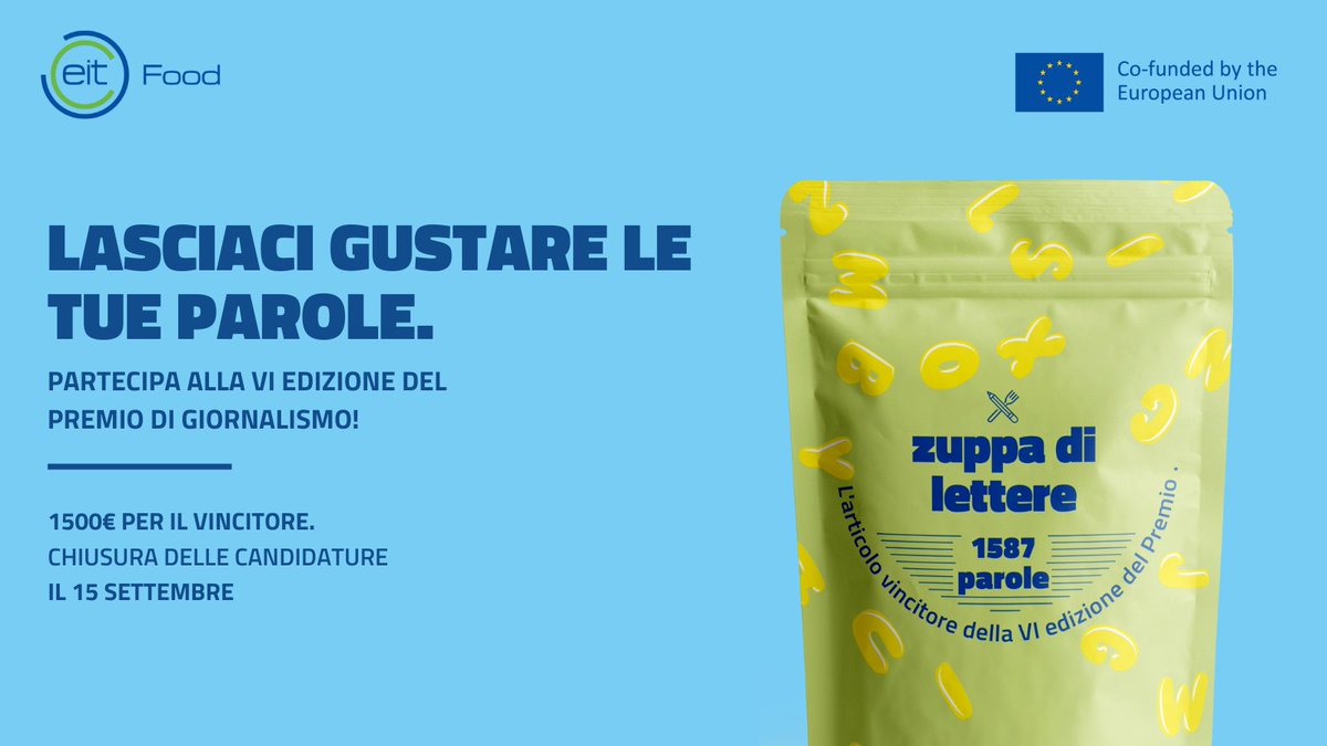 📰🌱Ha inizio la 4° Edizione del Premio nazionale di Giornalismo Agroalimentare promosso da @EITFood in collaborazione con #UNAGA della #Fnsi. 👀Leggi il regolamento, 📝partecipa al concorso e vinci fino a 🥇1500€ su bit.ly/3tDZoox #italianjournalismaward #eitfood