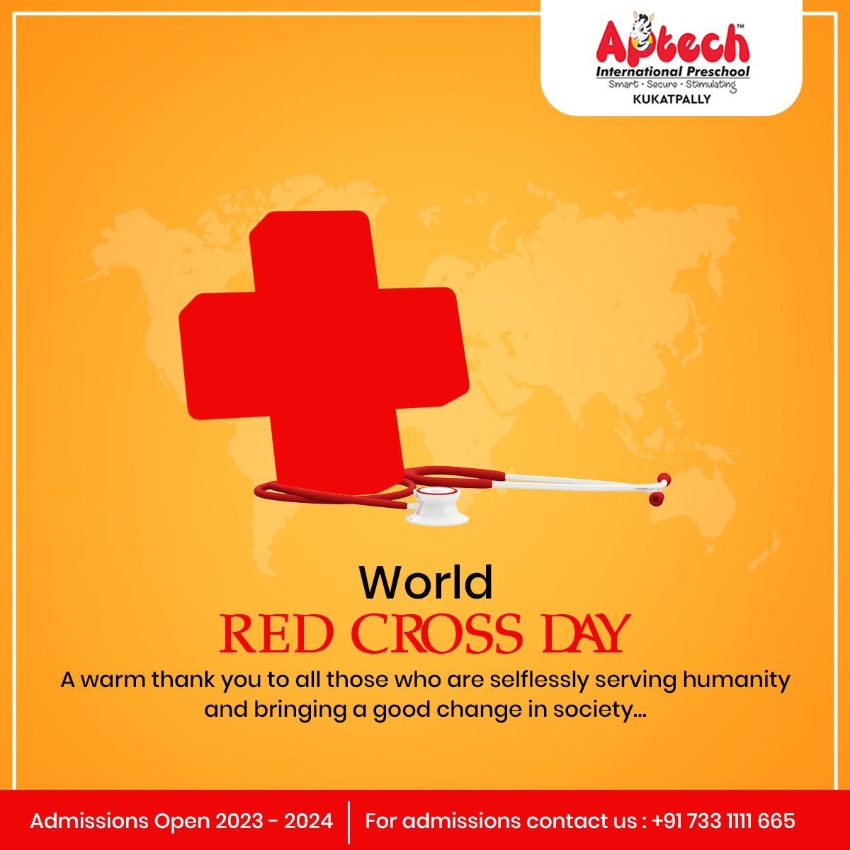 AptechPreschool's tweet photo. On Red Cross Day, we celebrate the incredible work of the Red Cross and the Red Crescent societies around the world. We teach our preschoolers the importance of helping others, being kind, and the value of volunteering. 
#RedCrossDay #PreschoolersGiveBack #HelpingHands https://t.co/O11pa0TZ82