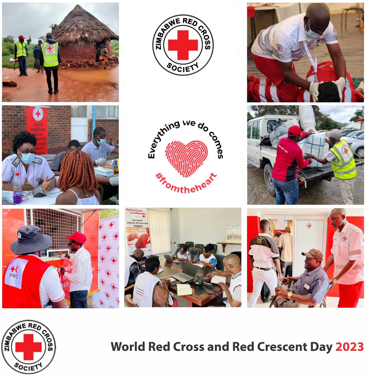 Join us as we celebrate World Red Cross  Day today, The Zimbabwe Red Cross Society continues to serve humanity with compassion and dedication. WRCD is a time to celebrate  the volunteers who make a difference in their communities.
 #FromTheHeart 
<a href="/ifrc/">IFRC</a> 
<a href="/ICRC/">ICRC</a> 
<a href="/PunainenRisti/">Suomen Punainen Risti</a>