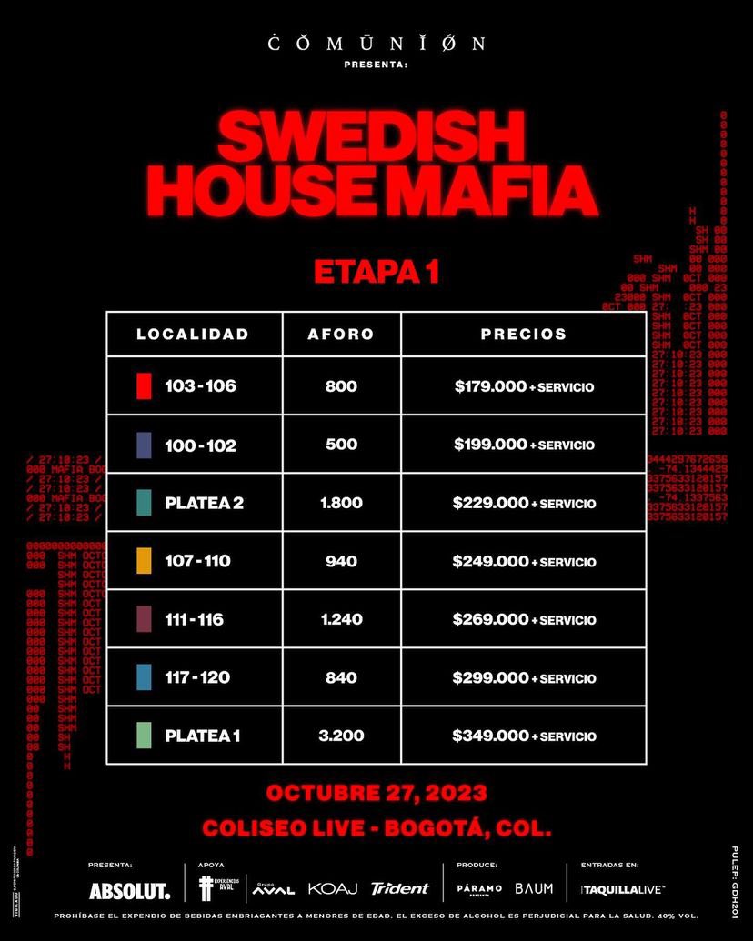 musictrendscol's tweet photo. NUEVO ANUNCIO ⚫️ ⚫️⚫️

¡Otro sueño que se cumple! 

@encomunion_ presenta a @swedishousemfia en Colombia 🇨🇴 

27 de Octubre | Coliseo Live 

Preventa AVAL 15 de Mayo en @taquillalive 🎫 https://t.co/mGBqdWnjWe