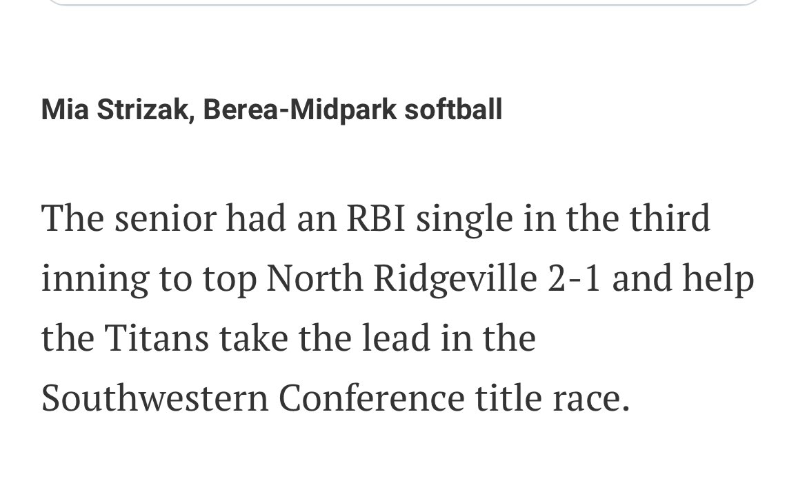 Berea-Midpark Softball tweet media