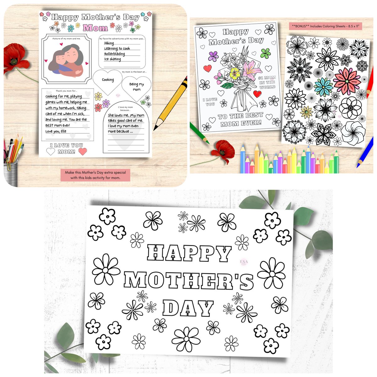 Are you looking for a Mother's Day card? Mother's Day is fast approaching. Visit my Etsy Shop for these Mother's Day cards. Printable Mother's Day cards. 
esakreates.etsy.com