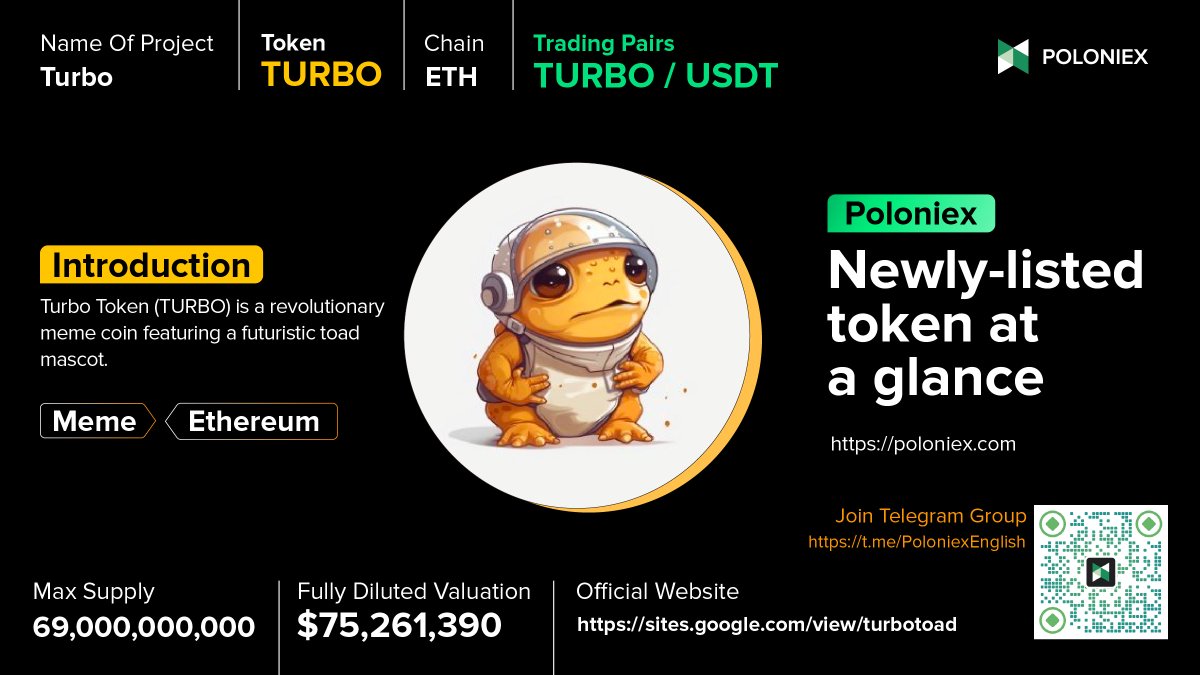 Poloniex's tweet photo. 🐢 What is @TurboToadToken?

Turbo Token is a revolutionary meme coin featuring a futuristic toad mascot.

Trade #TURBO on #Poloniex 👉https://t.co/NXt6CJAvSE https://t.co/6sA4ghXlDS