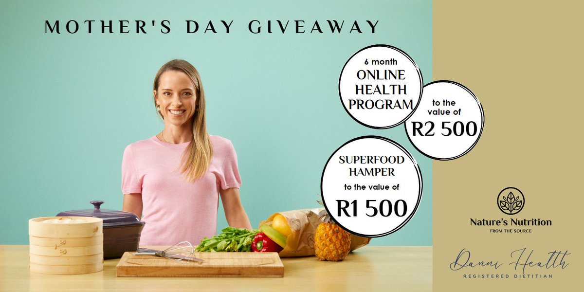 🥰 𝗠𝗢𝗧𝗛𝗘𝗥’𝗦 𝗗𝗔𝗬 𝗚𝗜𝗩𝗘𝗔𝗪𝗔𝗬 🥰

𝗪𝗜𝗡: A Nature’s Nutrition Superfoods Hamper + 
6-Month Online HEALTH Programme
Value R4000!

Giveaway rules below.

💛Follow <a href="/DanniHealth/">Danni Health - Danielle Oldfield</a> and <a href="/NNSuperfoods/">Nature's Nutrition</a>
💙Like &amp; RT this Tweet
💚Tag a mom/wife who would love to win this!
-
🧵