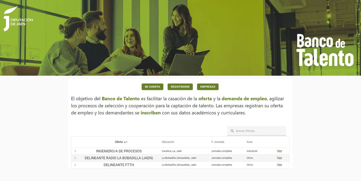 JaenIndustria's tweet photo. ➡️Ya están publicadas las primeras ofertas de trabajo en el Banco de Talento de "Jaén por Industria"

✅Ingeniero-a de procesos
✅Delineante radio
✅Delineante FTTH

https://t.co/djsDtZXLKQ

#JaénporIndustria #Empresas #Empleo #BancodeTalento #Industria #OfertasdeTrabajo https://t.co/rdMOWgCPbF