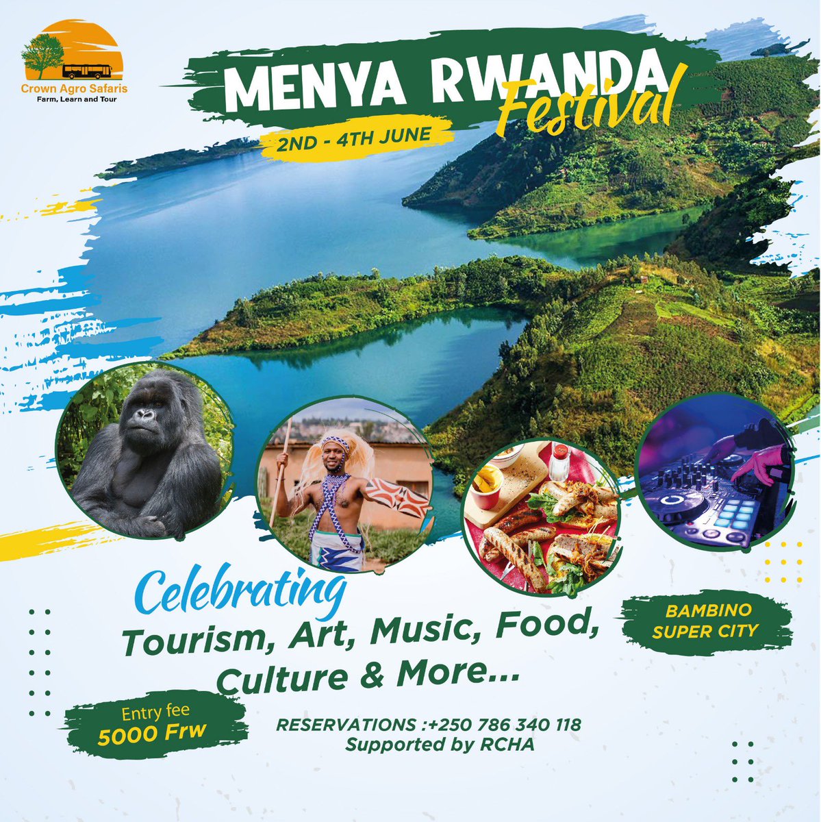 CrownAgrotours's tweet image. Book a Ticket, exhibition booth &amp;amp; lets celebrate Tourism, culture,Art and food spiced with epic live &amp;amp; cultural performances from your favorite music icons. #RwOT

Tell a friend to tell a friend. 

@IntekoyUmuco @RDBrwanda @TourismChamber @visitrwanda_now @michaellaru @cakamanzi