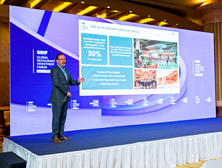TGPIntl's tweet image. Our Chairman &amp;amp; Founder, Simon Wright, presented on 'Global Trends in Eating Out' at the #FHS2023, sharing insights on emerging trends from the Saudi market. 

Exciting times ahead for the hospitality industry!

#GRIF #Hospitality #SaudiArabia @FuturHospSummit