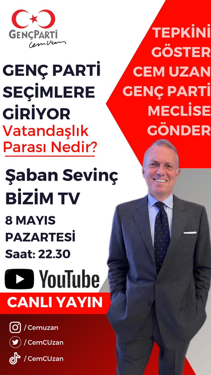 CemCUzan's tweet photo. #cemuzan #gençparti #seçim2023 #vatandaşlıkparası #tepkinigöstergençpartiyeoyver #deprem #hitech https://t.co/HsMUe4BpOX
